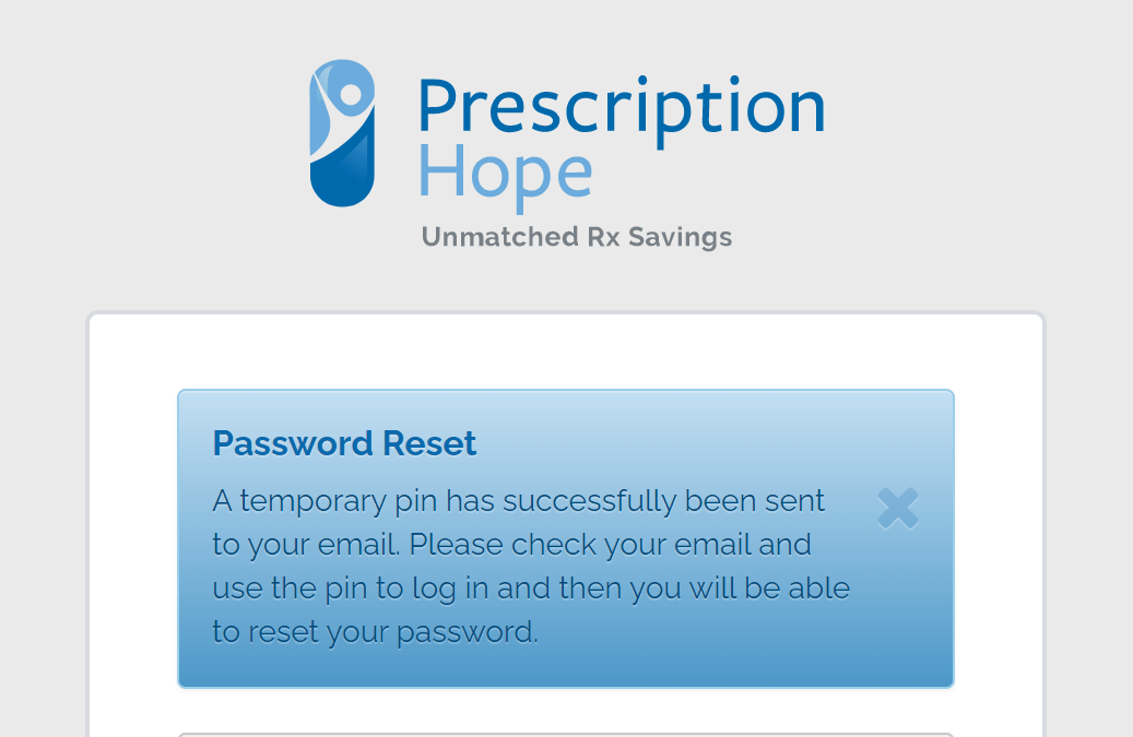 forgot password to Prescription Hope