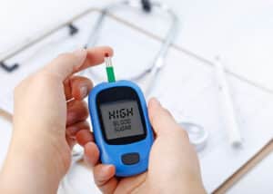 a person uses a blood glucose monitor to test their blood glucose level, which is defined in our diabetes glossary.