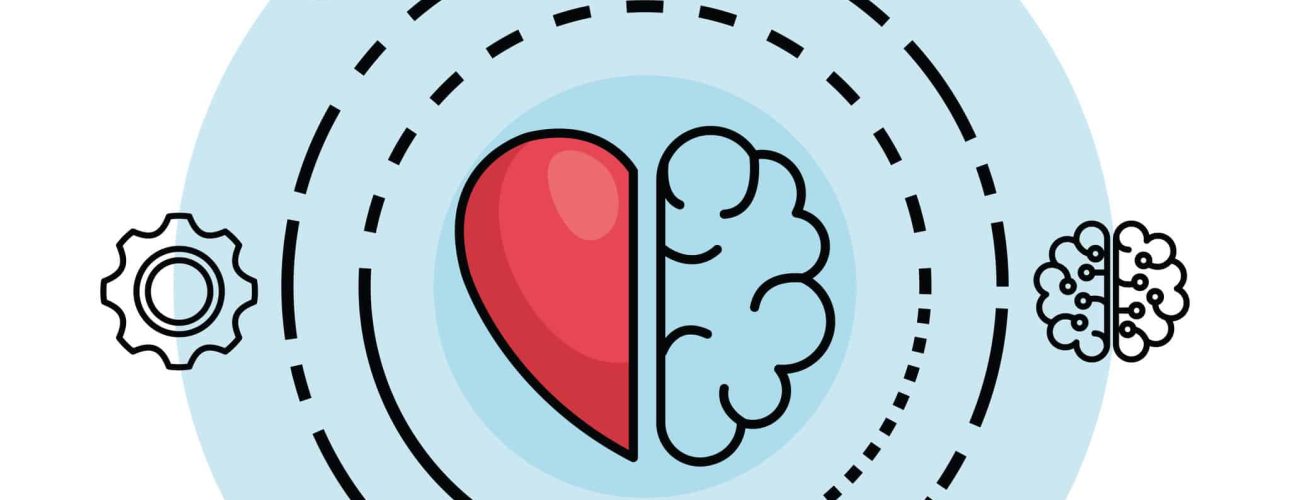 creative brain with heart to creative mind vector illustration