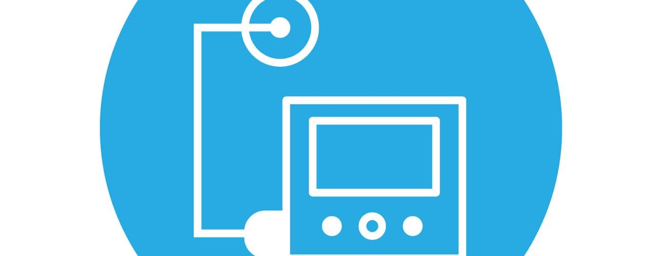 Insulin pump. Diabetes line icon, glucose monitoring life. Modern infographic logo and pictogram