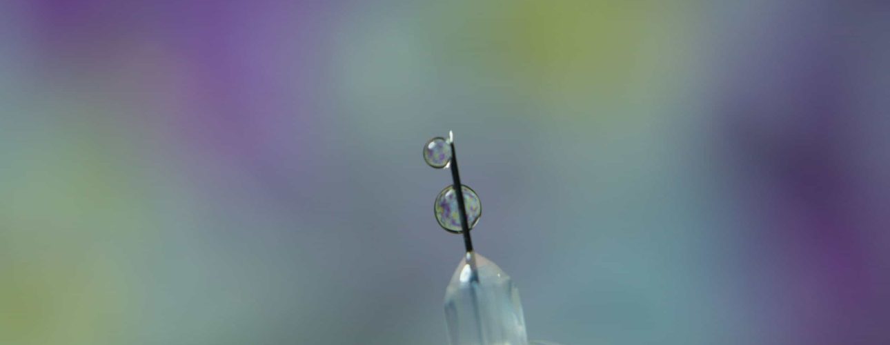 Diabetes syringe with needle closeup